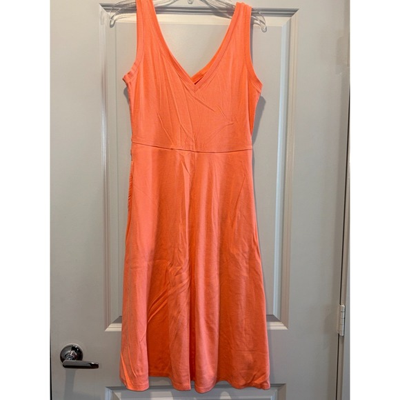 a new day Dresses & Skirts - A New Day Midi Fit & Flare Ballet Dress Womens Medium Orange Ribbed Knit V Neck